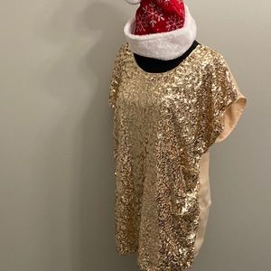 Bright Gold Sequin Top, Size Large. Perfect for Holidays!
